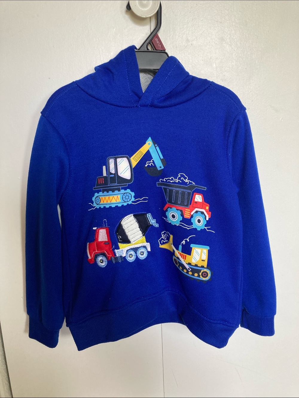 Kids Headquarters Blue and Gray Hoodie with trucks boys 5